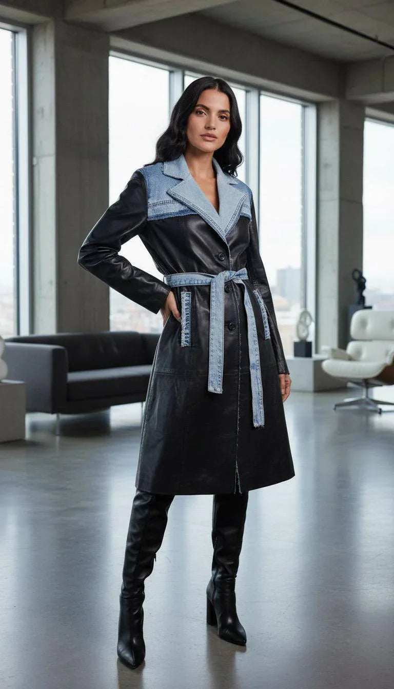 Luxury Vintage Leather long Jacket by GabelliDesign