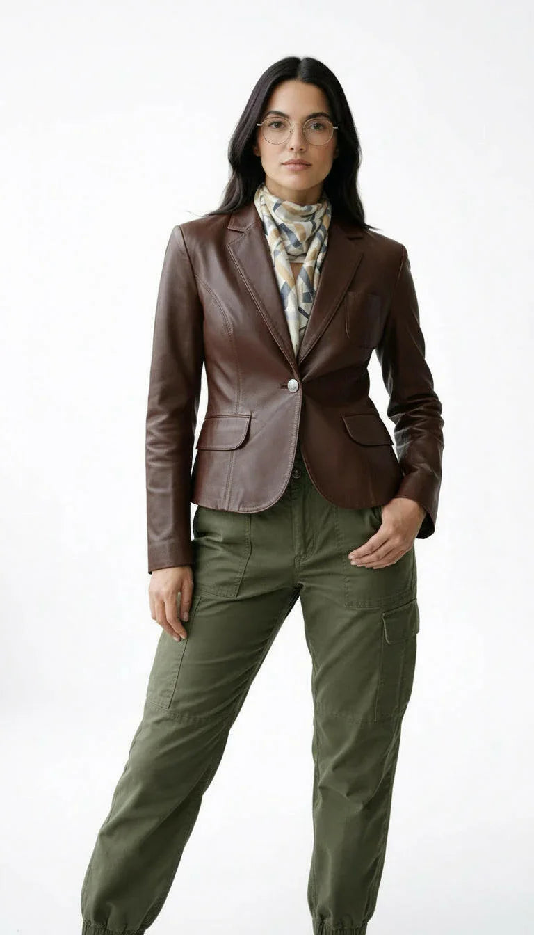 Chic Fitted Short Leather Jacket by GabelliDesign