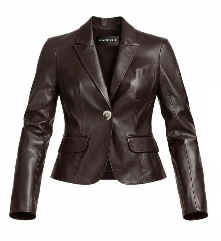 Chic Fitted Short Leather Jacket by GabelliDesign